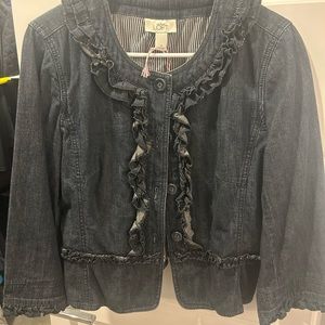 Dark blue Ruffled denim jacket